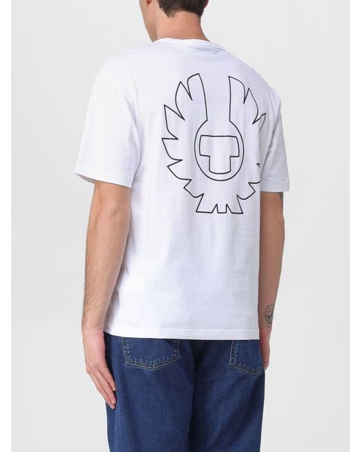 Belstaff White Cotton T-Shirt With Logo for men
