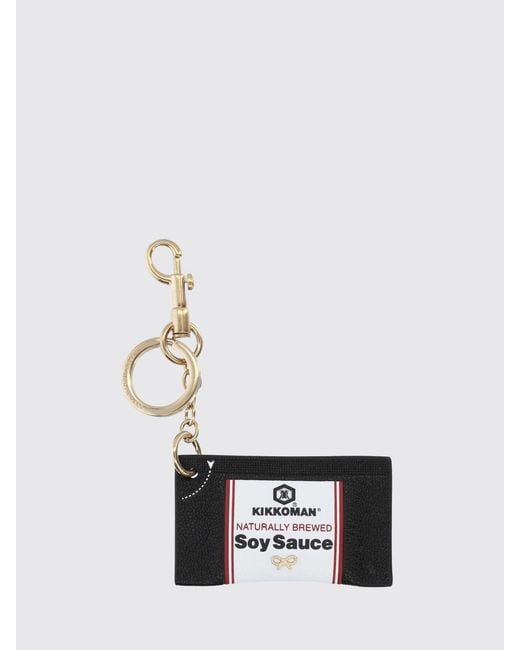 Anya Hindmarch White Kikkoman Printed Grained Leather Keychain Charm