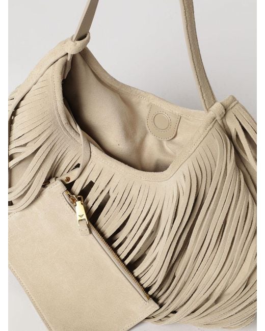 Emporio Armani Natural Suede Leather Shoulder Bag With Internal Pouch