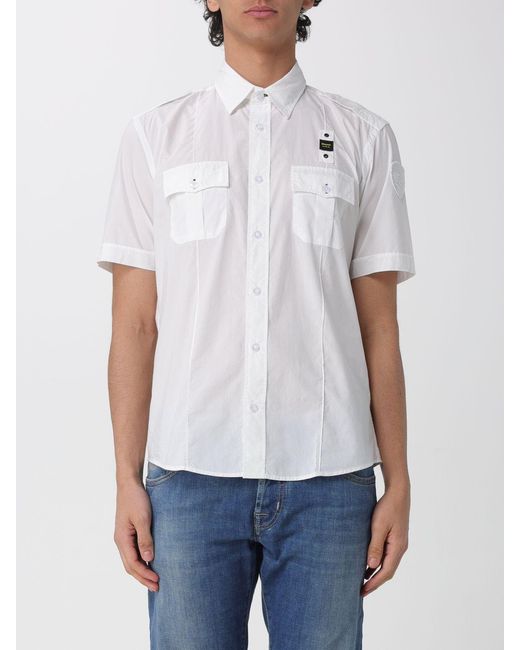 Blauer White Casual Cotton Shirt for men