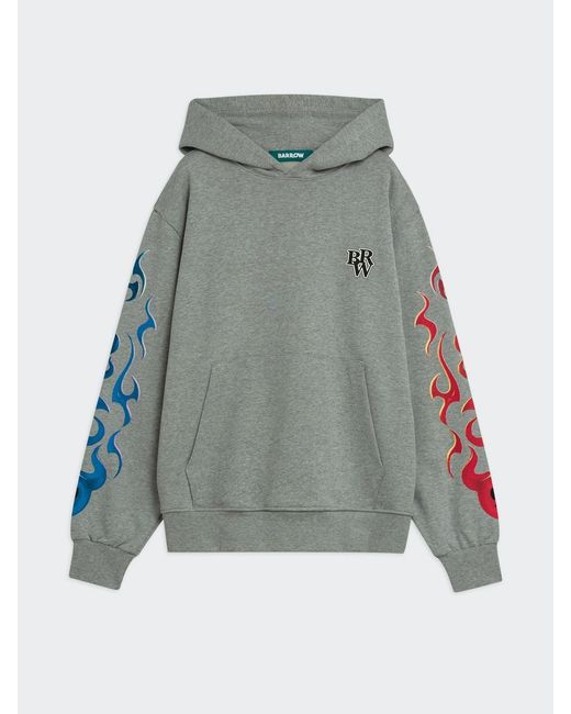 Barrow Gray Cotton Hoodie With Maxi Logo for men