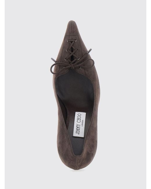 Jimmy Choo Brown Scarlett 95 Suede Court Shoes With Bow Appliqué