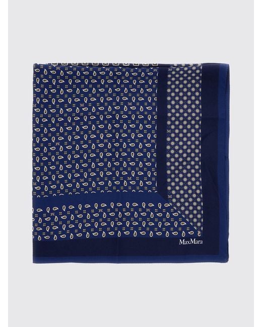 Max Mara Blue Mixed Print Silk Foulard