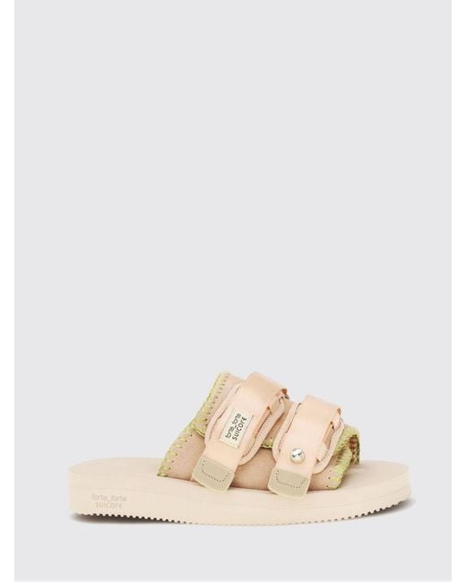 Forte_forte Natural X Suicoke Suede Flat Sandals With Velcro Strap Closure