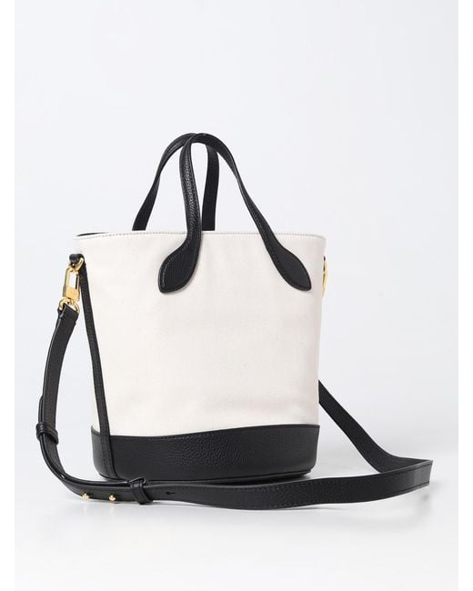Bally White Bag In Canvas And Grained Leather