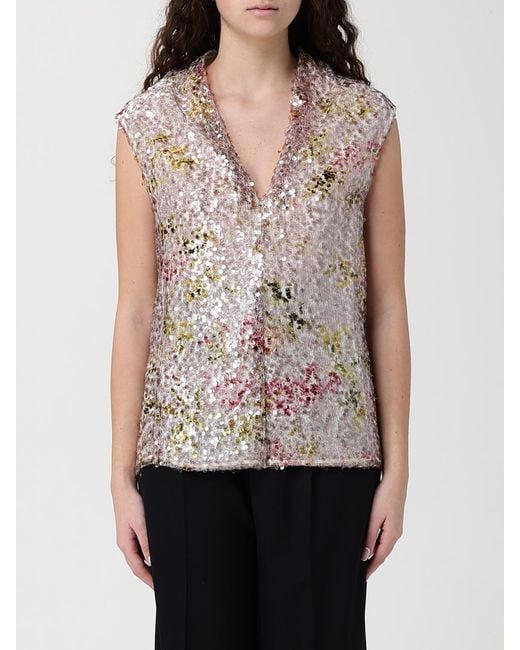 Alberta Ferretti Natural Sequin Top
