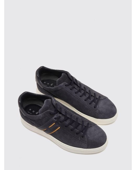 Hogan Blue Baskets En Daim À Patch Logo for men
