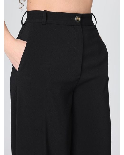Elisabetta Franchi Black Wide Leg Crêpe Trousers