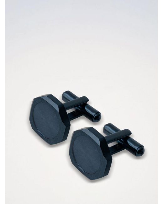 D1 Milano Blue Chrome-Plated Steel Cufflinks With Rounded Shape And Engraved Logo for men