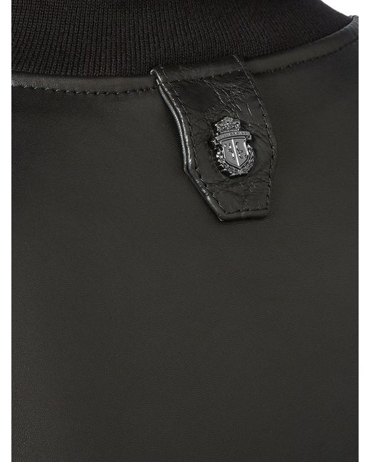 Billionaire Black Nappa And Crocodile Leather Bomber Jacket With Crest for men