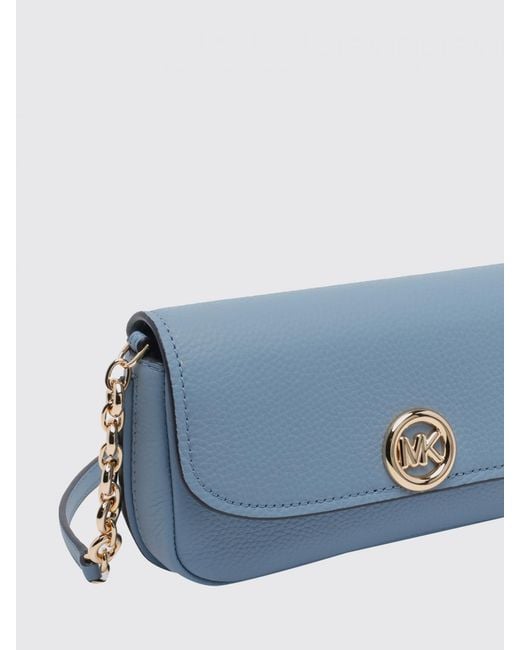 Michael Kors Blue Small Nolita Hammered Leather Shoulder Bag
