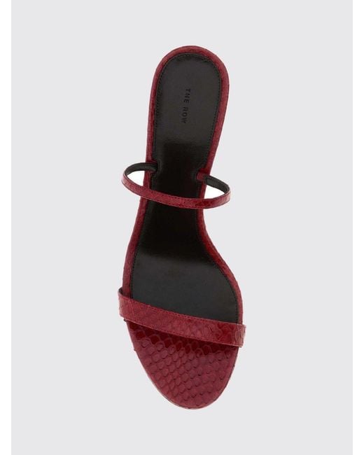 The Row Pink Ella Python-Embossed Leather Mule Sandals With Stiletto Heel