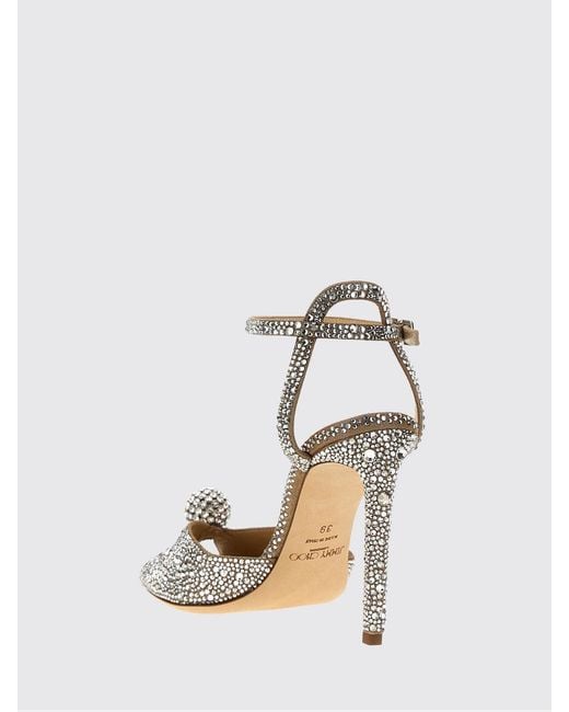 Jimmy Choo White Sacora Crystal-Embellished Velvet High-Heeled Sandals