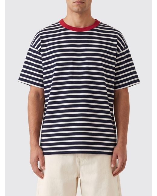 Howlin' By Morrison Blue All-Over Striped Crew Neck T-Shirt for men