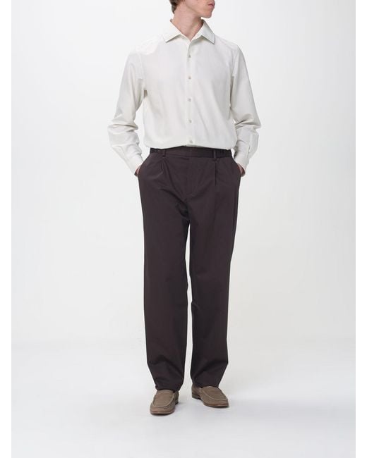 Agnona Brown Wide Leg Cotton Blend Trousers for men