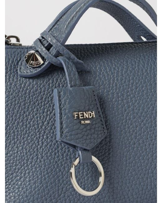 Fendi Blue By The Way Grained Calfskin Mini Bag With Removable Handles