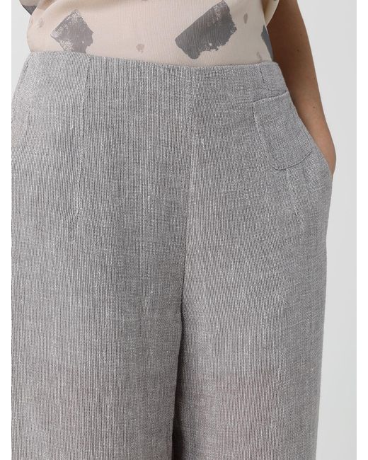 Emporio Armani Gray Linen Blend Palazzo Trousers
