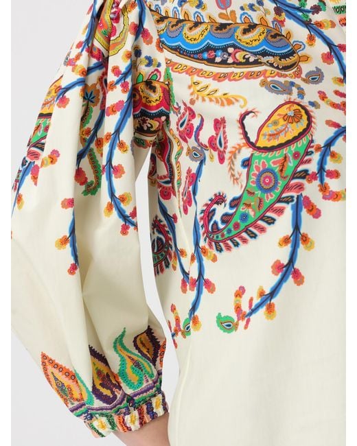Etro Natural Cotton Blouse With Paisley Print