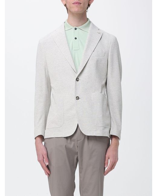 Manuel Ritz Gray Single Breasted Cotton Blend Blazer for men