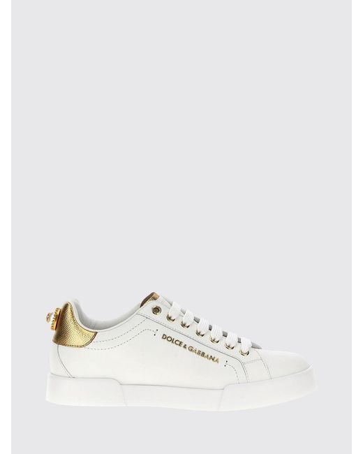 Dolce & Gabbana White Dolce &Amp Gabbana Portofino Leather Sneakers