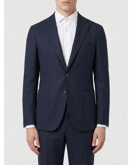 Tagliatore Blue Single Breasted Stretch Virgin Wool Blazer for men