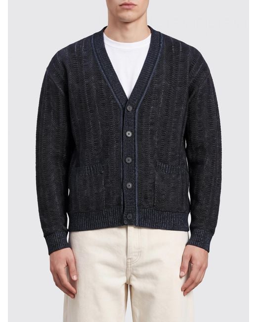 Missoni Blue Wool Blend V-Neck Cardigan With Patch Pockets for men