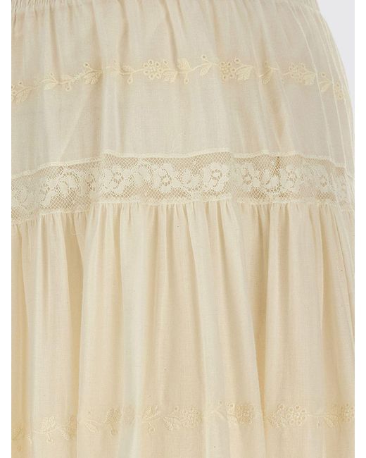 Ermanno Scervino Natural Cotton Skirt With Flounce