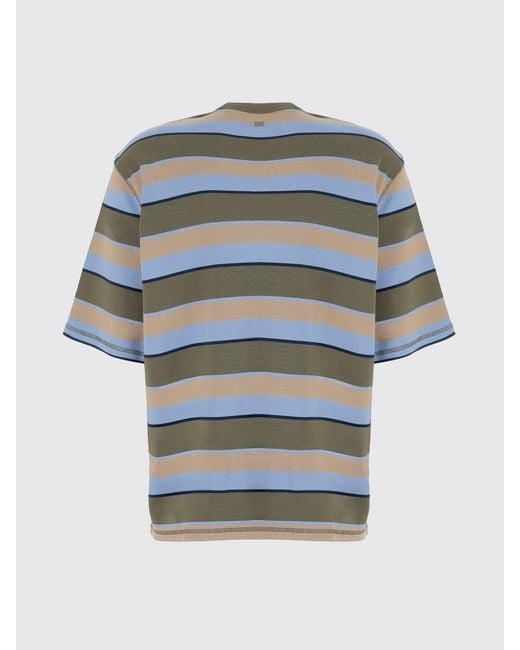 AMI Red Striped Cotton T-Shirt for men