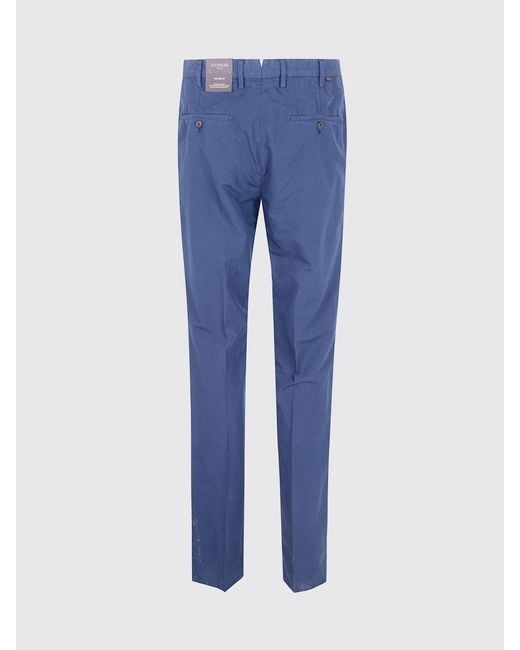 Incotex Blue Slim Fit Cotton And Linen Blend Chino Trousers for men