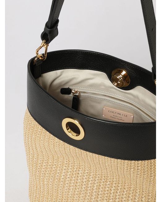 Coccinelle Natural Nikla Raffia And Leather Bag