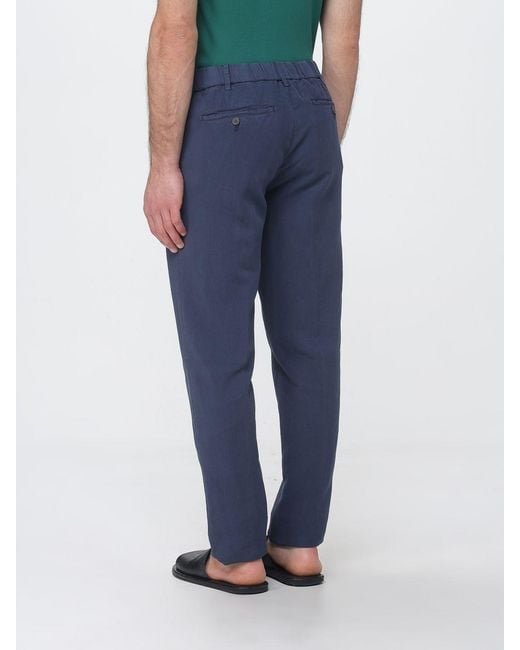 Myths Blue Linen Blend Drawstring Trousers Pt Torino for men