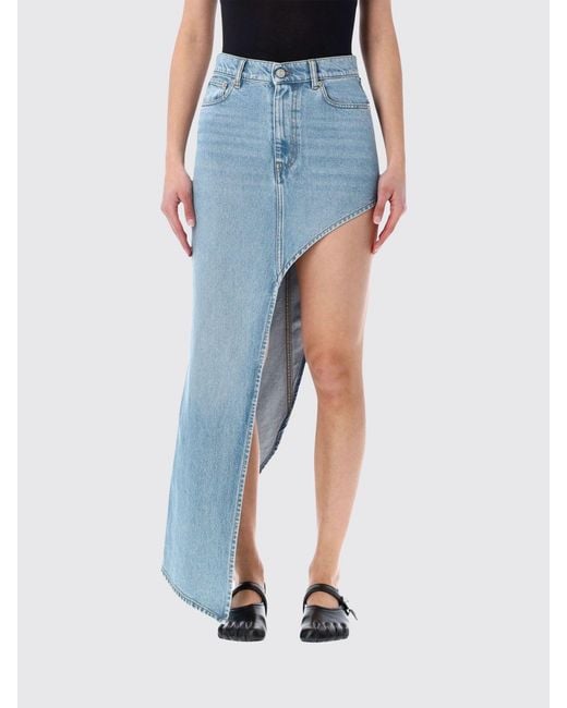 Coperni Blue Asymmetric Organic Cotton Denim Skirt