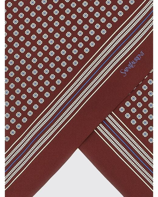 Saint Laurent Brown Lavallière Striped Geometric Print Silk Foulard for men
