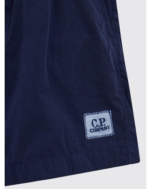 C P Company Blue Polyamide Swim Shorts With Elasticated Waist for men