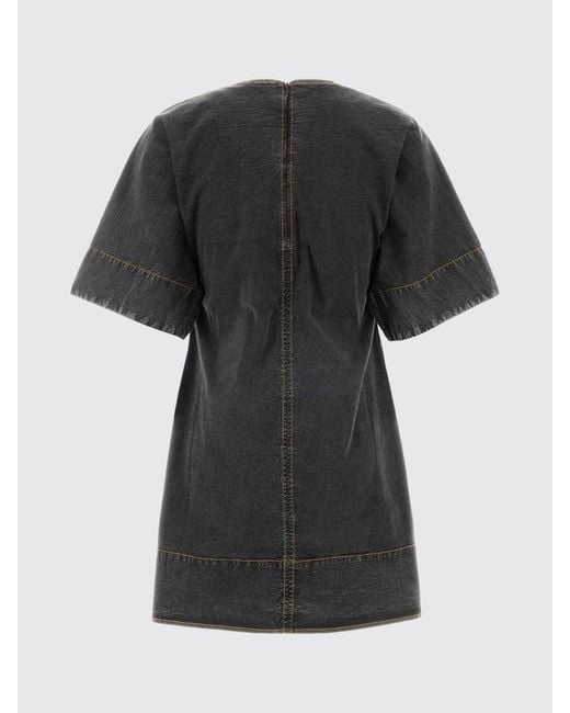 Ganni Black Cotton Denim T-Shirt Dress