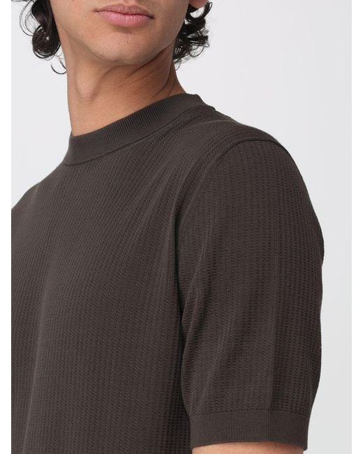 Kangra Black Cotton And Silk Crew Neck Knitwear for men