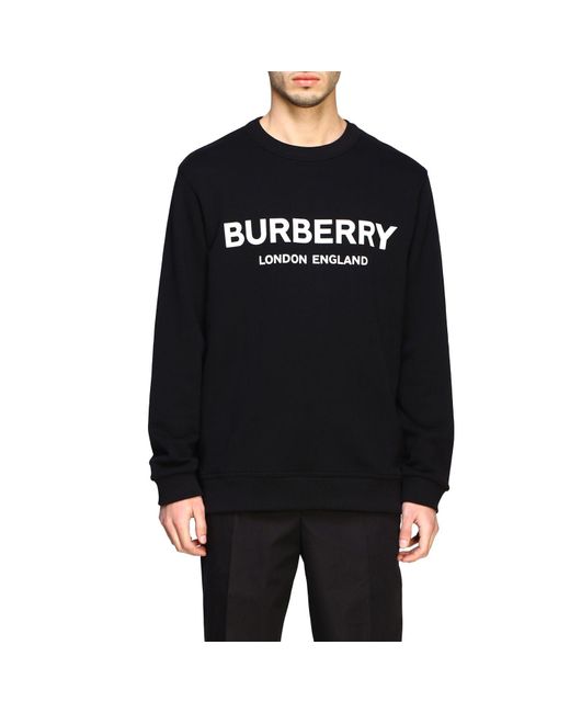 Burberry Black Crewneck Sweatshirt With Contrasting Logo for men