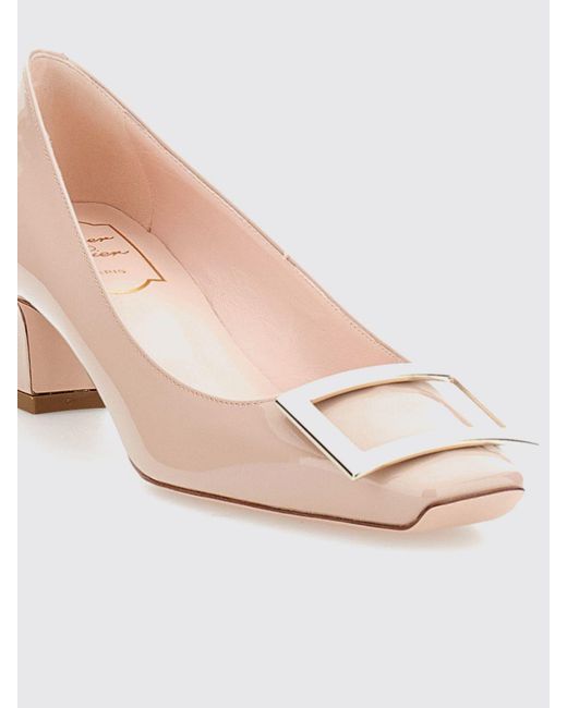 Roger Vivier Pink Trompette Patent Leather Pumps With Low Heel