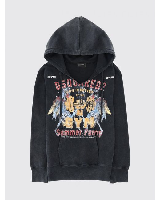 DSquared² Blue Printed Cotton Hoodie for men