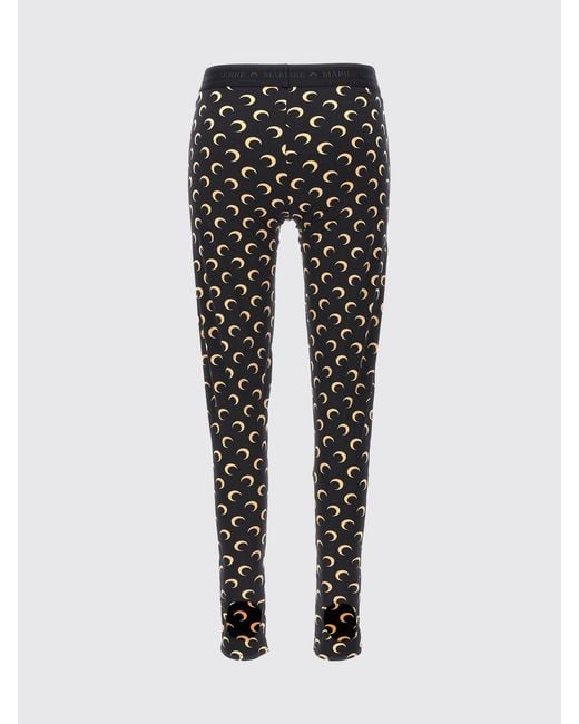 MARINE SERRE Black Crescent Moon Lycra Leggings With All-Over Logo