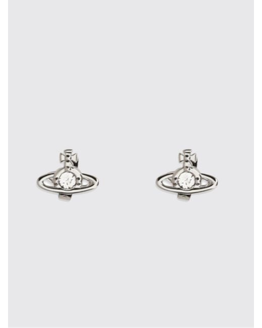 Vivienne Westwood Metallic Orb Logo Crystal Stud Earrings