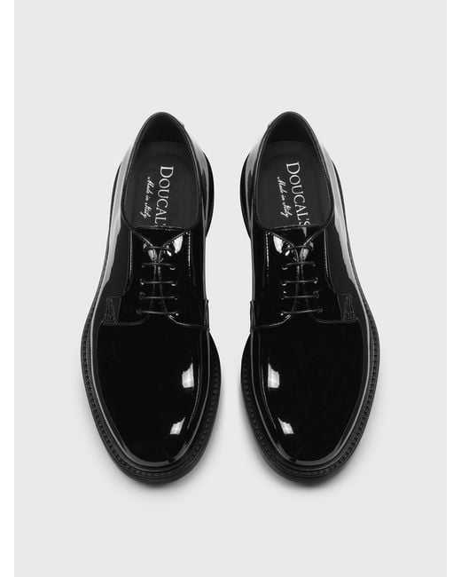Doucal's Black Patent Leather Derby for men