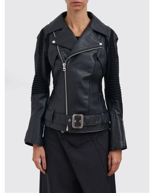 Junya Watanabe Black Eco-Leather Jacket With Wool Inserts
