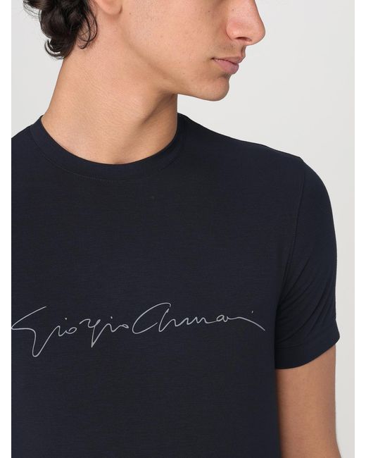 Giorgio Armani Blue Cotton T-Shirt for men