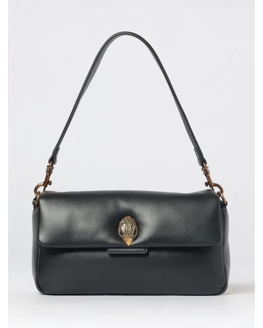 Kurt Geiger Black Oxford Leather Shoulder Bag With Rhinestone Logo