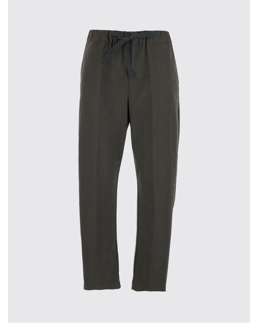 Semicouture Gray Slim Fit Straight-Leg Cotton Pants With Drawstring Waist