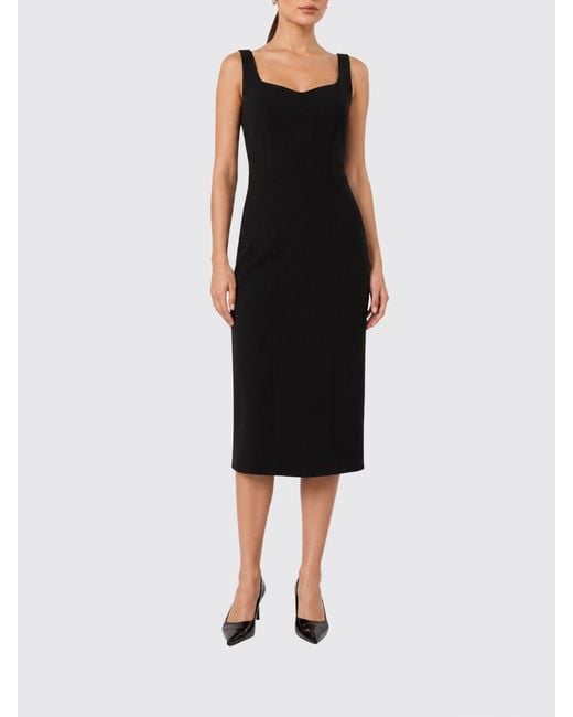 Max Mara Black Off-The-Shoulder Cady Midi Sheath Dress With Square Neckline