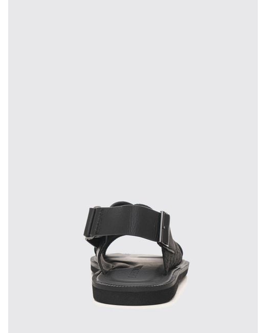 Emporio Armani Black Jacquard Logo Nylon And Leather Slingback Sandals for men