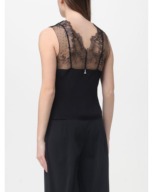 Patrizia Pepe Black Sleeveless Viscose Top With Lace
