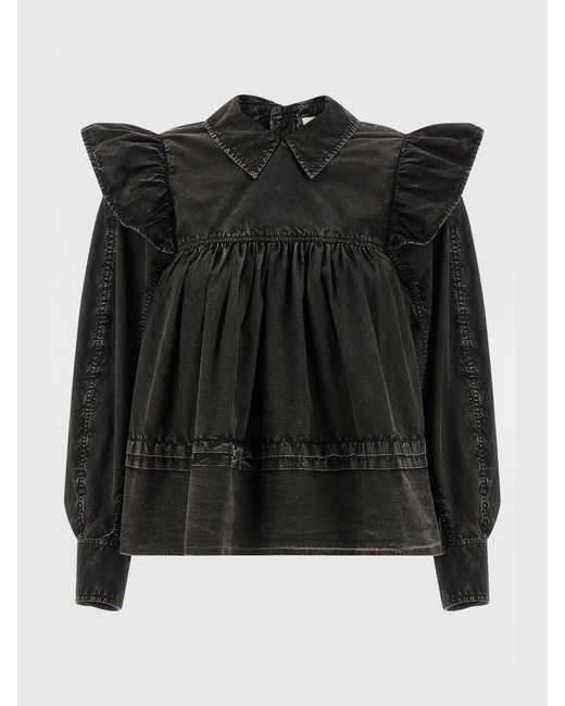 Ganni Black Organic Cotton Denim Blouse